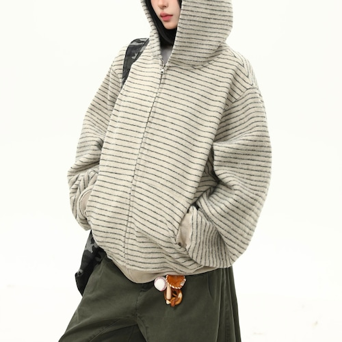 simple border zip hoodie　シンプルボーダー ジップフーディ　J1259