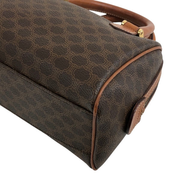 CELINE セリーヌ マカダム ショルダーバッグ ブラウン ブラゾン型押し PVC ミニボストン vintage ヴィンテージ オールド 8ugiwc