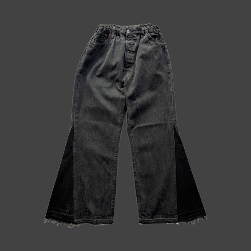 DENIM FLARE TROUSERS  – FADED BLACK