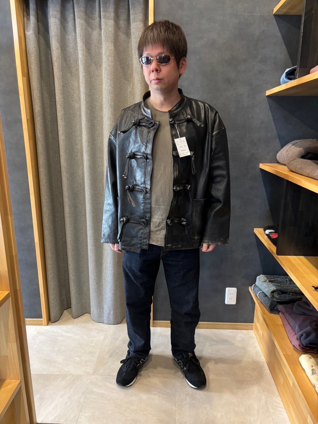 DISCOVERED ディスカバード】FADE BLACK LEATHER CHINA BLOUSON BLACK
