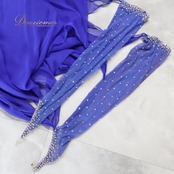 社交ダンス 衣装 スタンダードドレス ワンピース スタンダード 青 光沢 デモ 競技 ダンス 日本製 パーティ 発表会 フロート レース ブルー系 高級感 大人用 おしゃれ パーティードレス 競技会