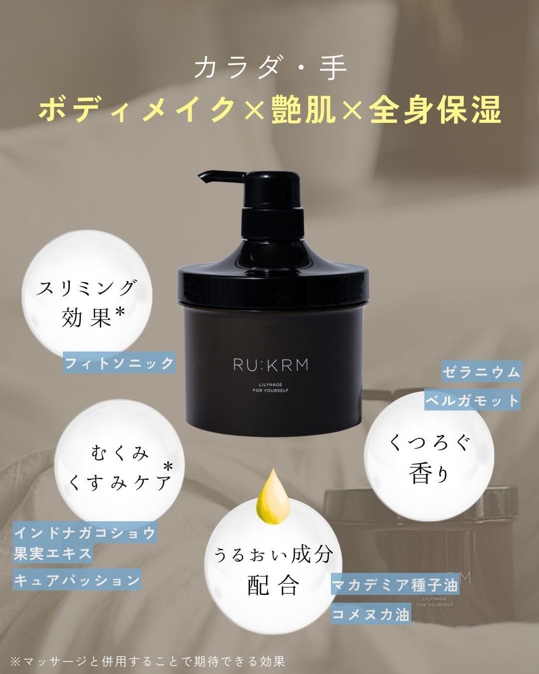 ボディマッサージ専用クリーム 送料無料 RU:KRM | アクセプト GRUN STYLE