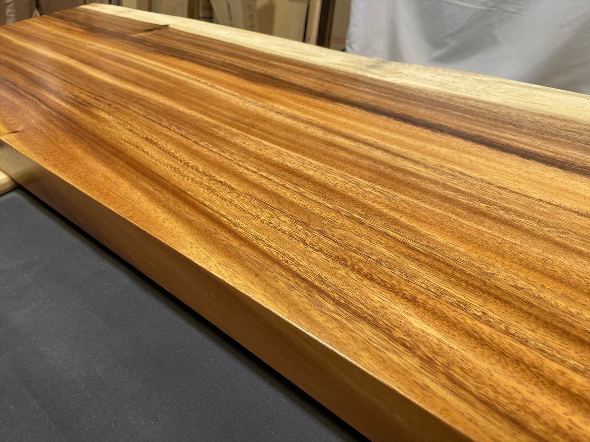 【一枚板】モンキーポッド／テーブル モンキーポッド3834 一枚板無垢 乾燥材 1430x390-380x50mm