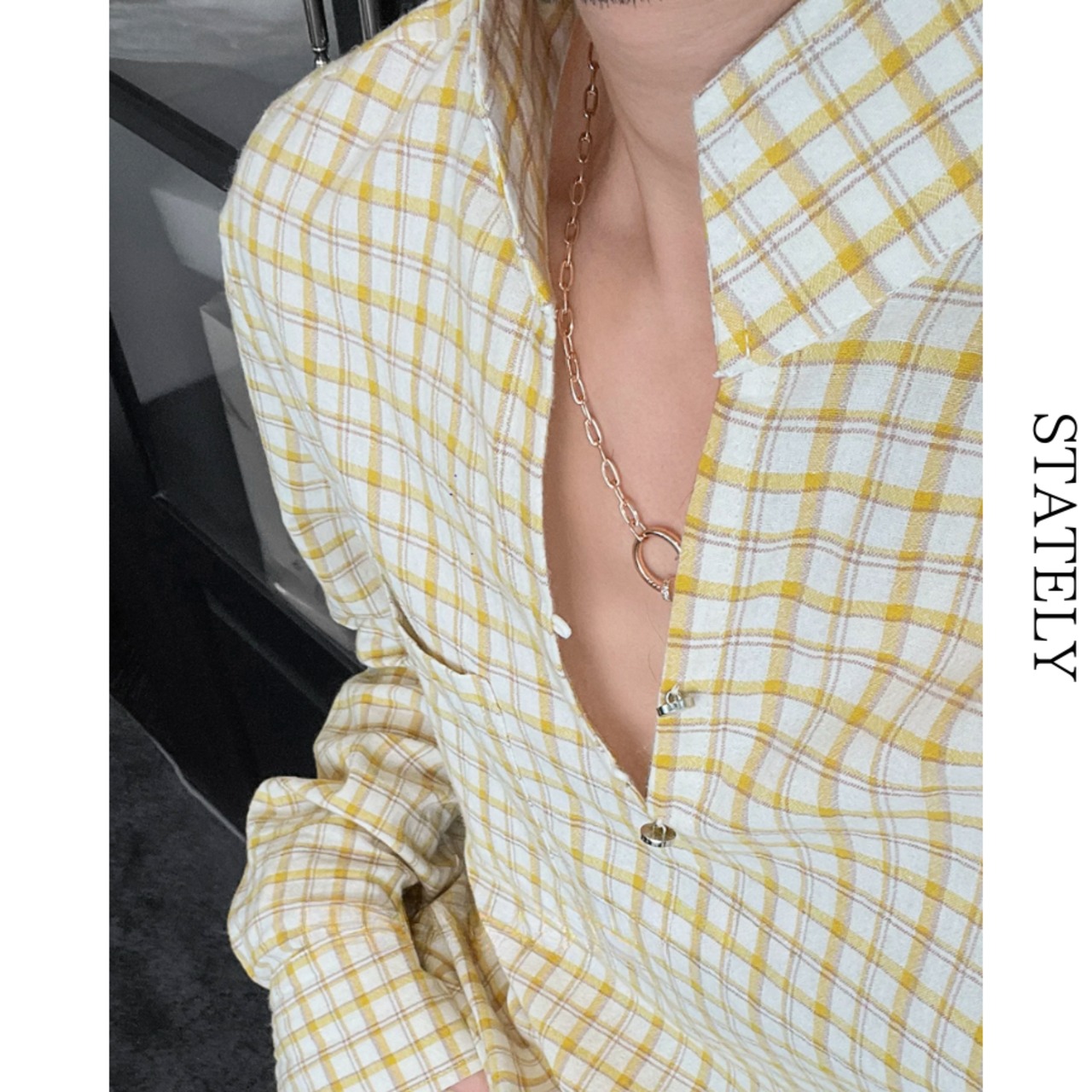 Sky Check スタンドカラーシャツ/2color_T240・画像8