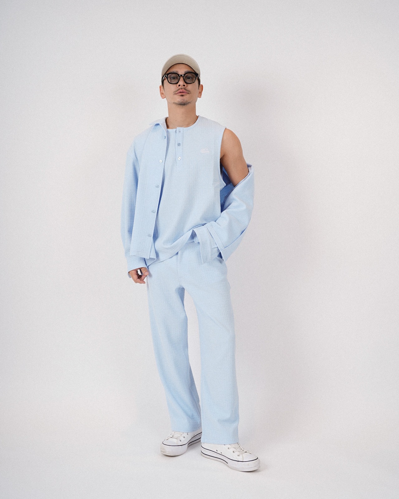 【#Re:room】HENRY NECK WAFFLE NO SLEEVE［REC880］