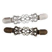 D DOLITY 【2個セット】 合金製 アヒル口型 ストールクリップ 耐久性 レトロ 結婚式パーティーギフト 大判マフラー(シルバー&ブロンズ)