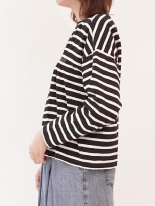 33℃　dn601kn315　つまみタック刺繍ボーダーI/s tee