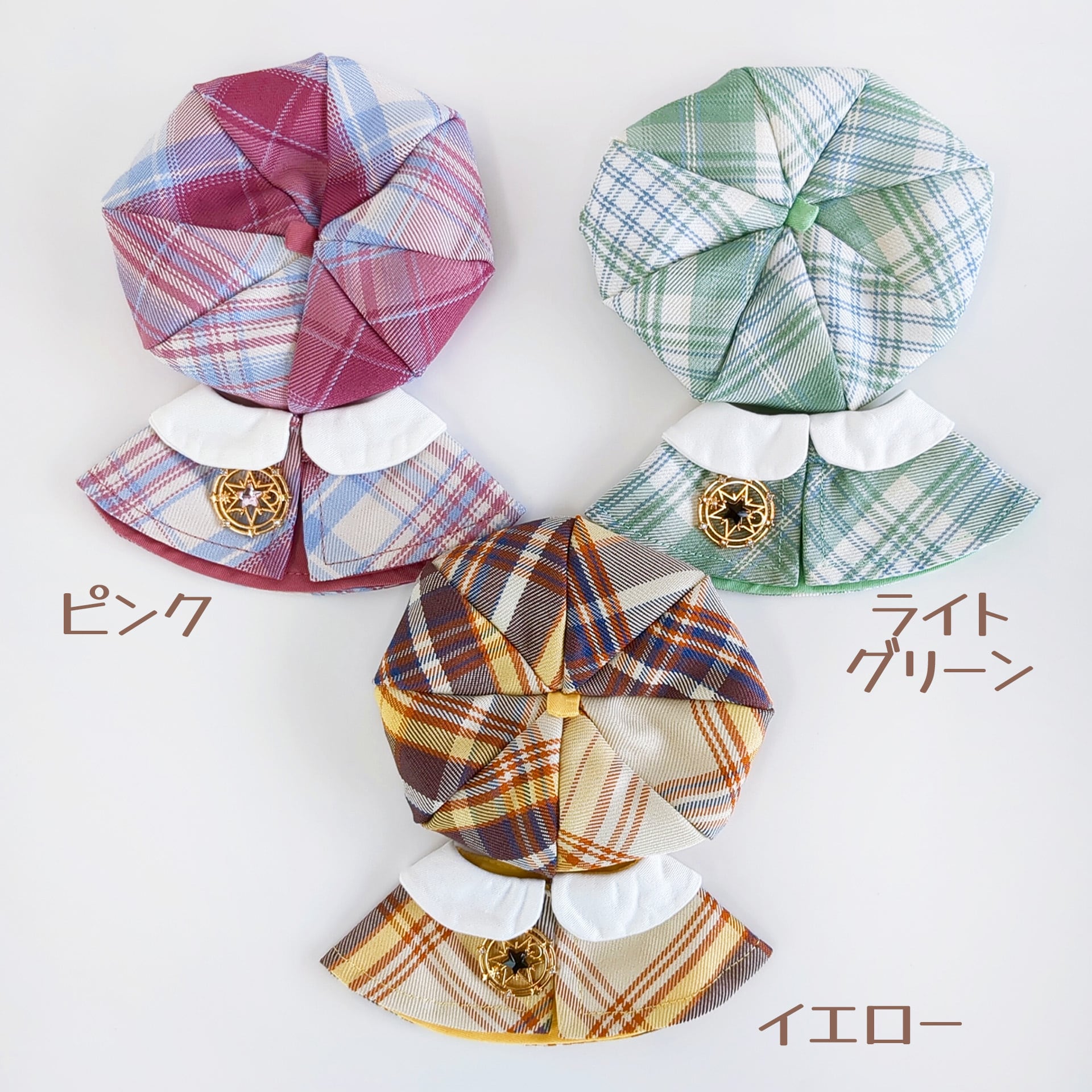 1398【15cm】タータンチェックケープセット | Little Closet │ ぬい服