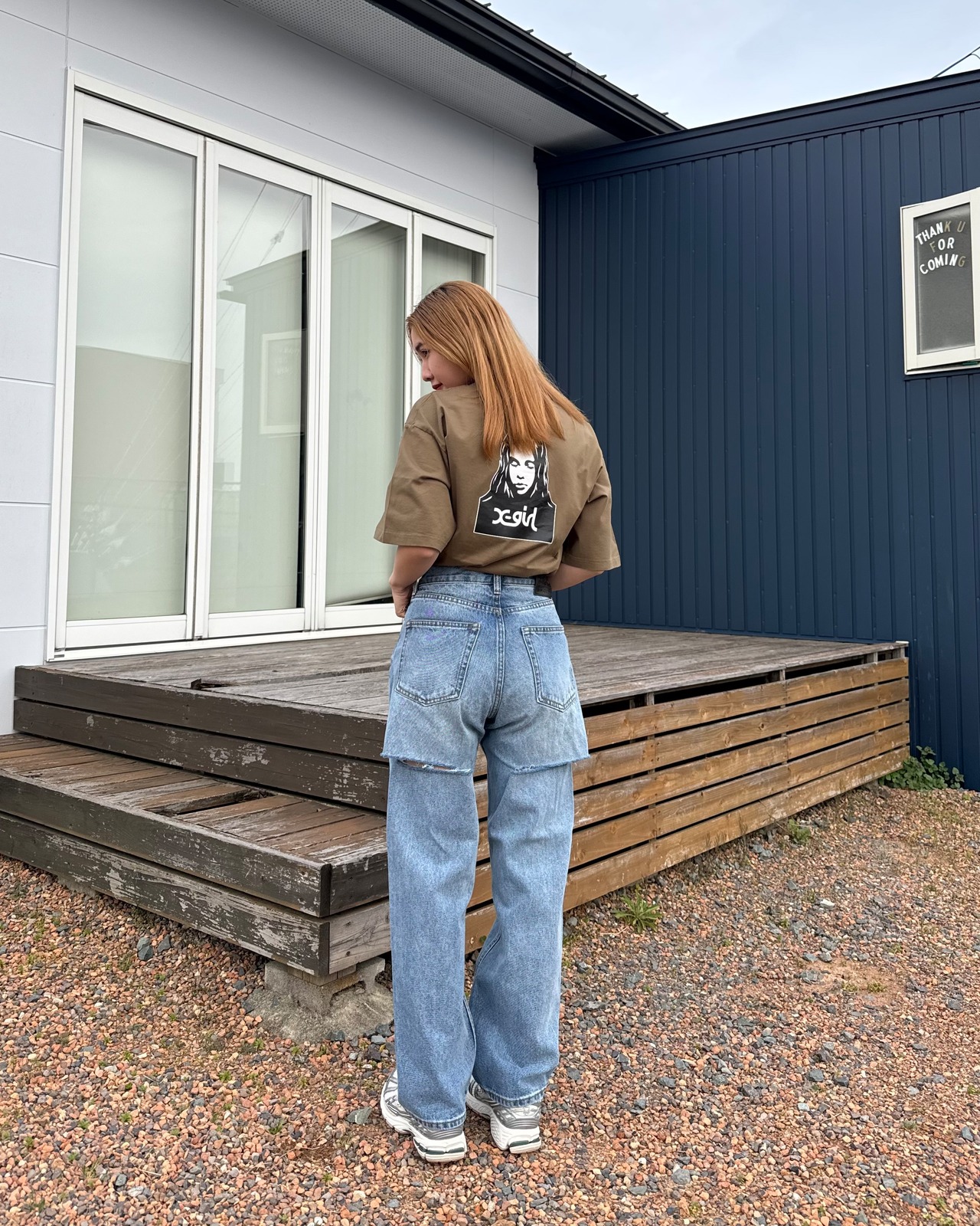 【X-girl】BACK SLIT DENIM PANTS 【エックスガール】