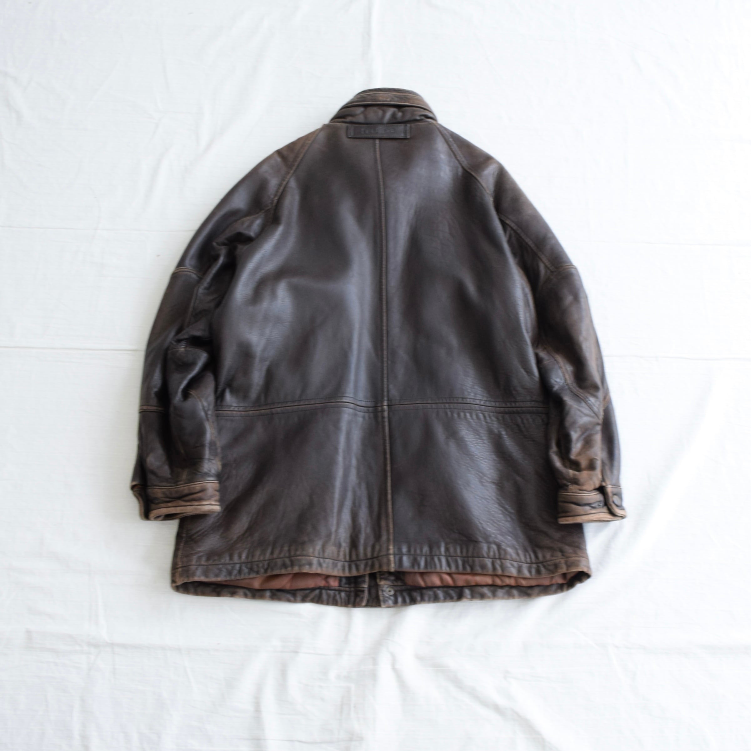 90's nautica レザージャケット メンズ 44 ブラウン ノーティカ コート