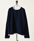 ATELANE Block Inlay + TC Jersey Fake-Layered Henley (NAV) 26A-24040