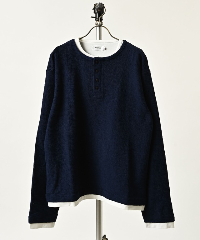 ATELANE Block Inlay + TC Jersey Fake-Layered Henley (OFF) 26A-24040