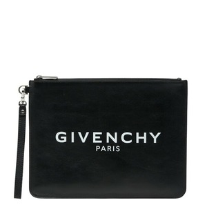 ジバンシー ロゴ クラッチバッグ セカンドバッグ ブラック レザー レディース Givenchy 【中古】