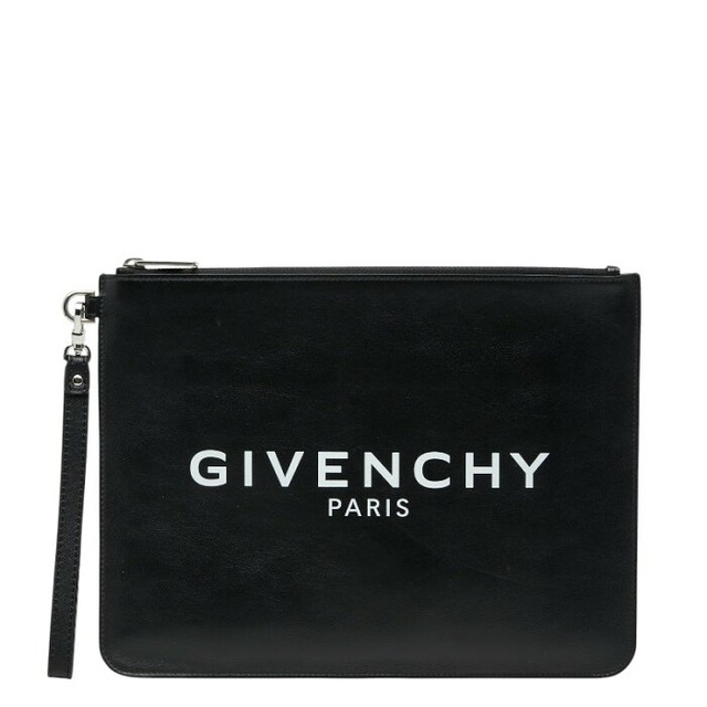 ジバンシー ロゴ クラッチバッグ セカンドバッグ ブラック レザー レディース Givenchy 【中古】
