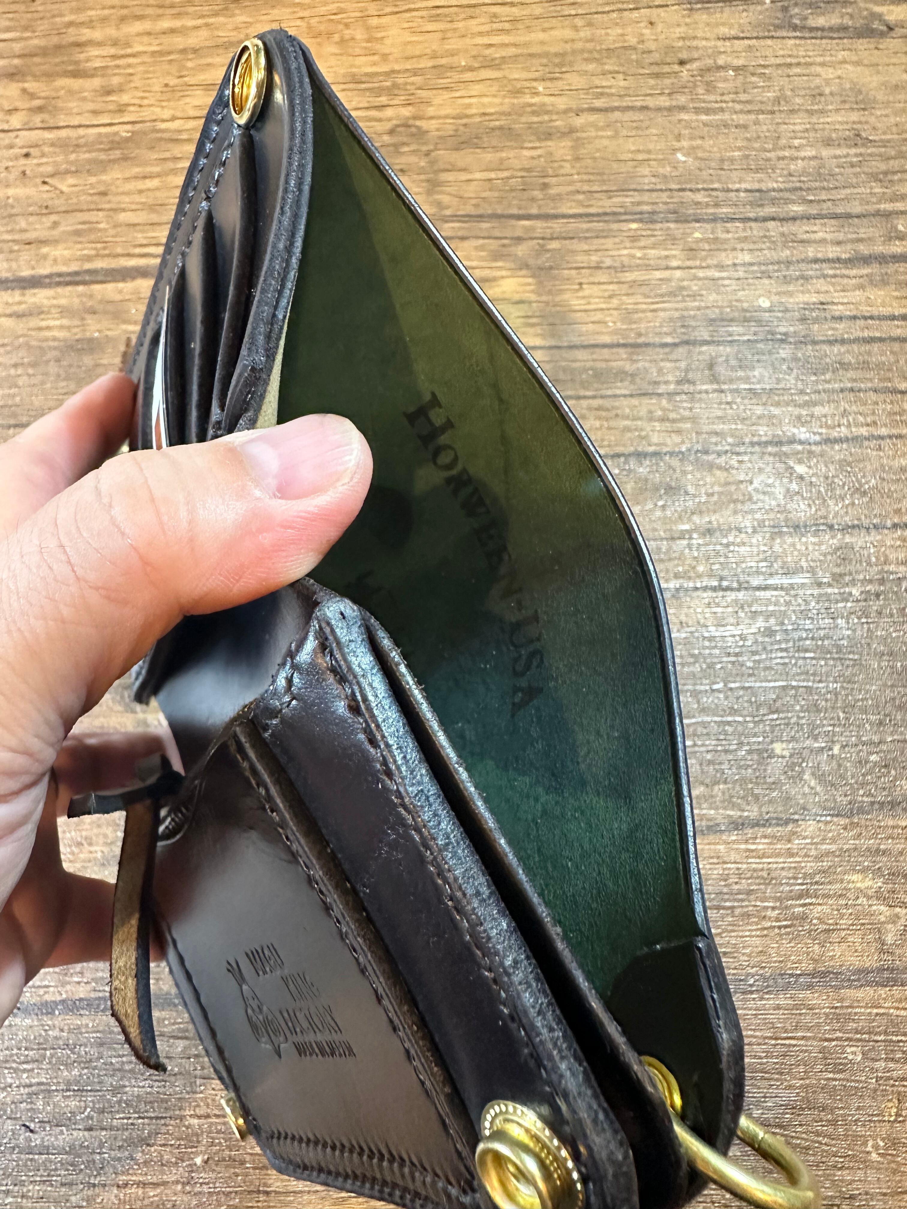 ぎ*ん様 ミニウォレットホーウィン社製シェルコードバンマーブルダーク