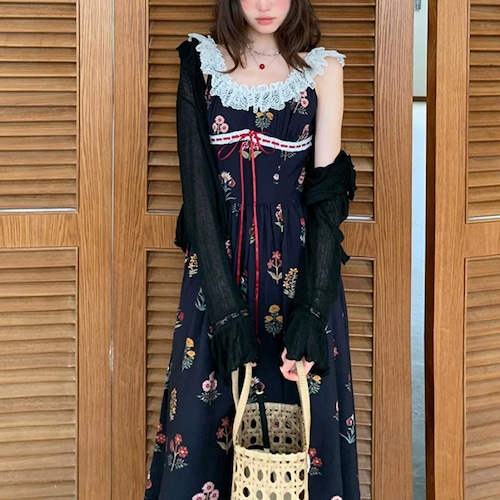 レトロフラワーレースキャミワンピ ・12000