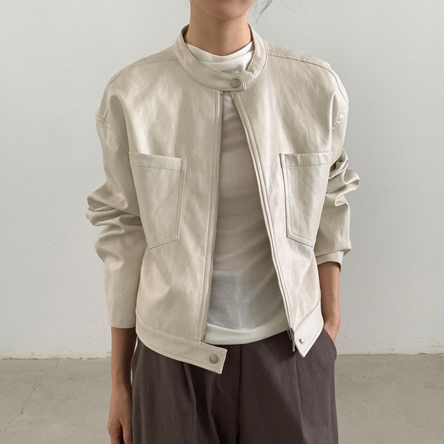 ＜4colors＞PU leather jacket