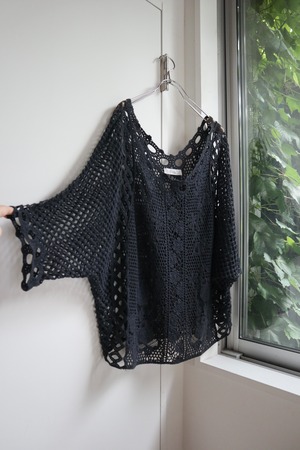 dolman sleeve crochet knit pullover