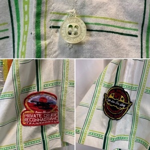 7534  AGGRESSIVE 半袖シャツ チェック柄 ミリタリー グリーン L