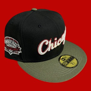 Chicago White Sox Comiskey Park Inaugural Year New Era 59Fifty Fitted / Black,Olive (Red Brim)