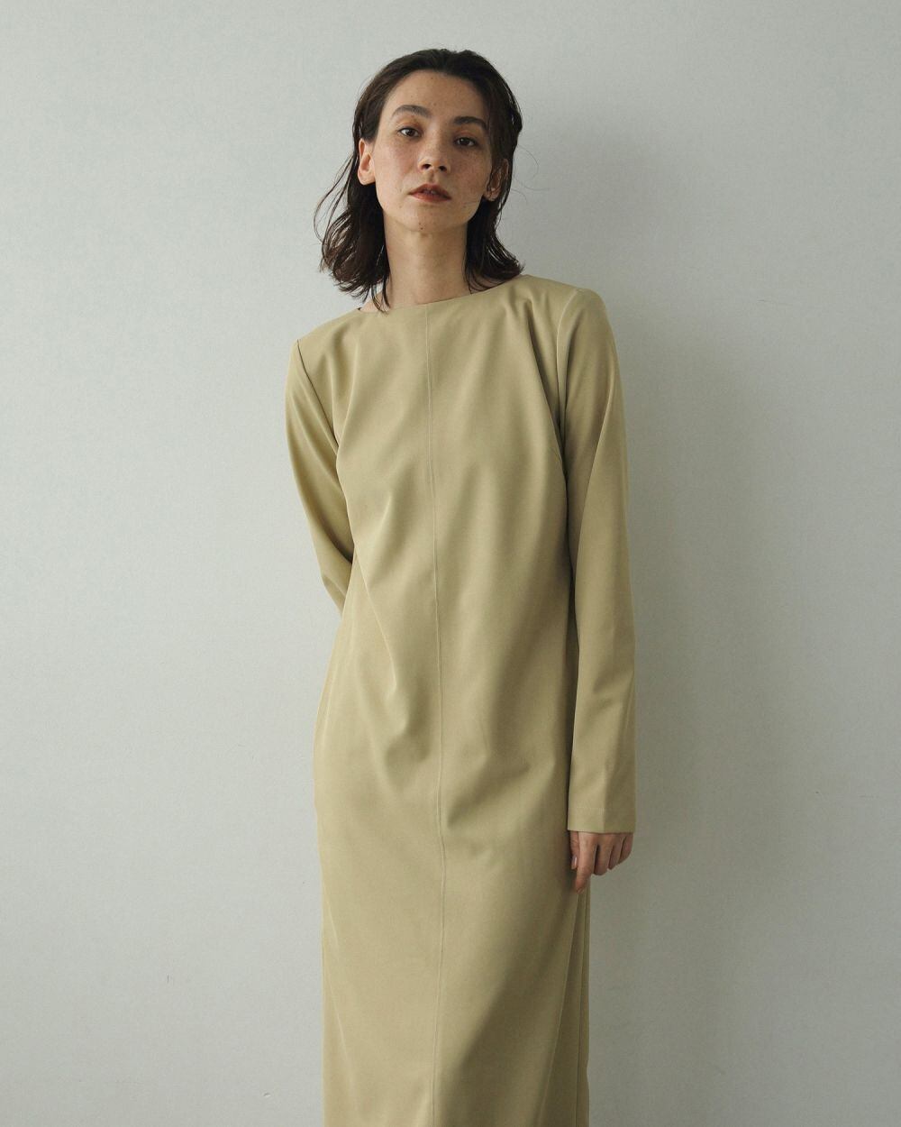 ワンピース argue silk linen onepiece セール】リネンウエストギャザーVネックワンピース（ワンピース