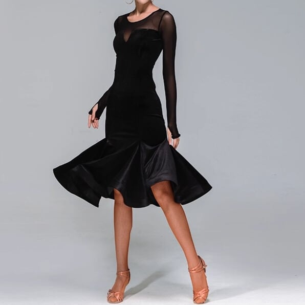 シアースリーブデザイン ベロアラテンドレス ds1069