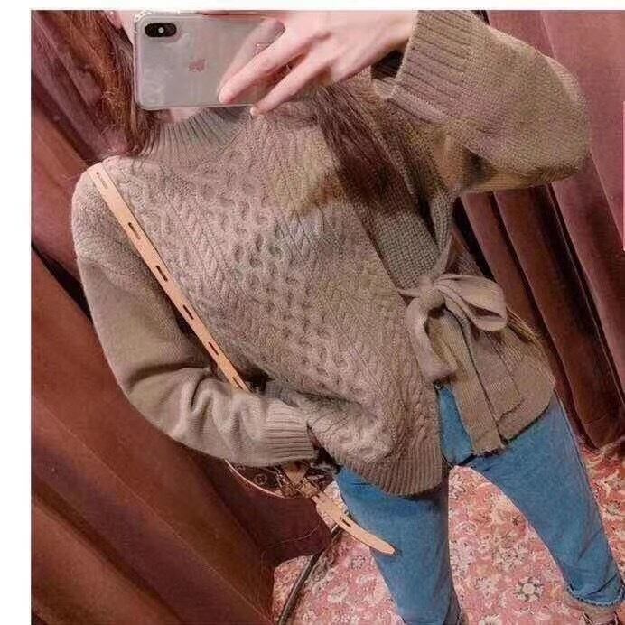 サイドリボンケーブル編みニット