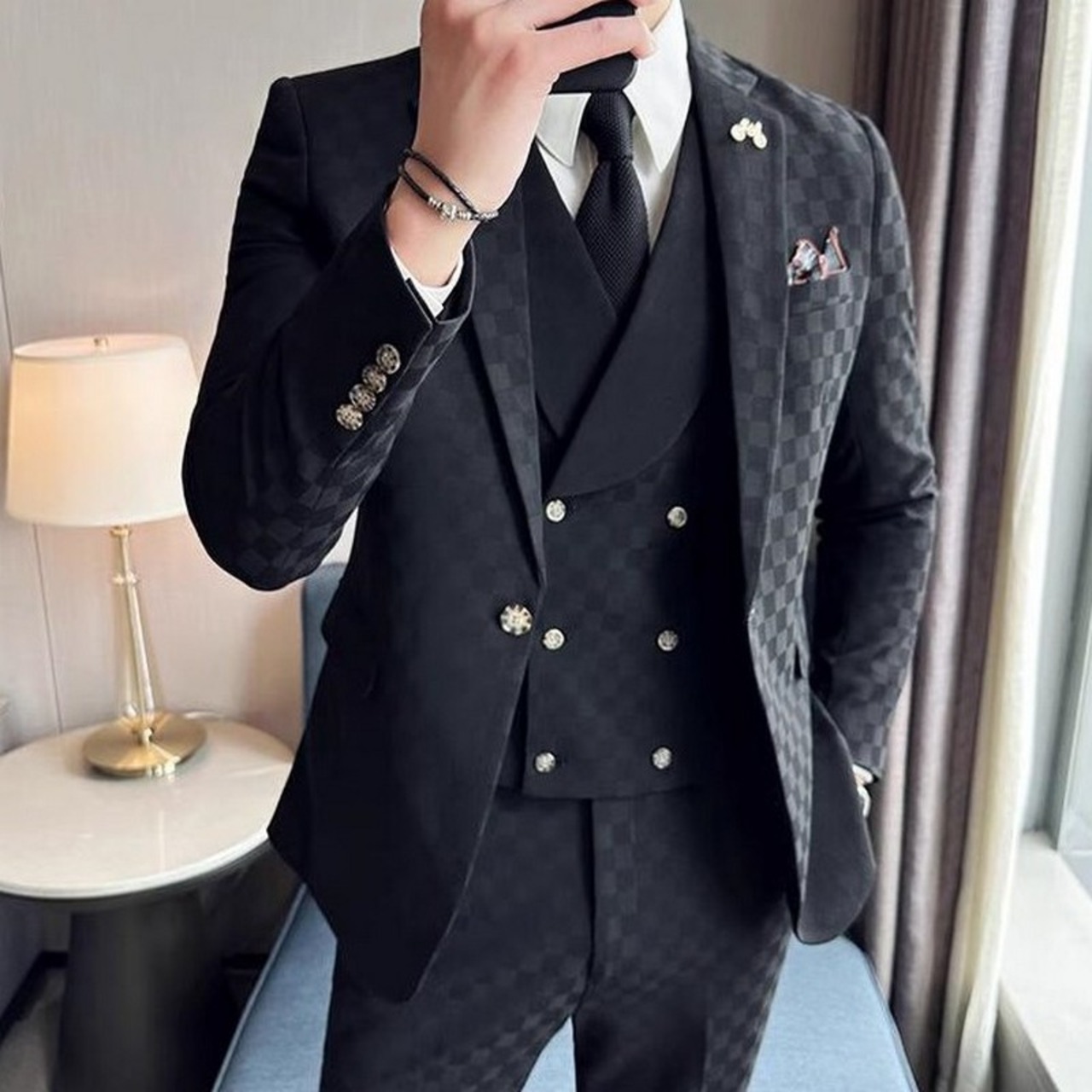 plaid casual suit 3piece 00017