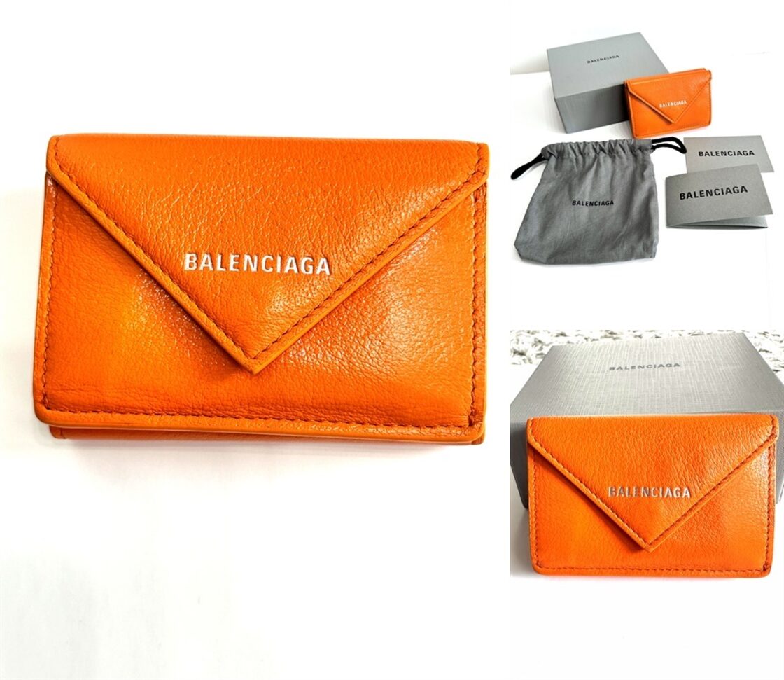 BALENCIAGA バレンシアガ PAPIER ミニウォレット ビビットオレンジ 