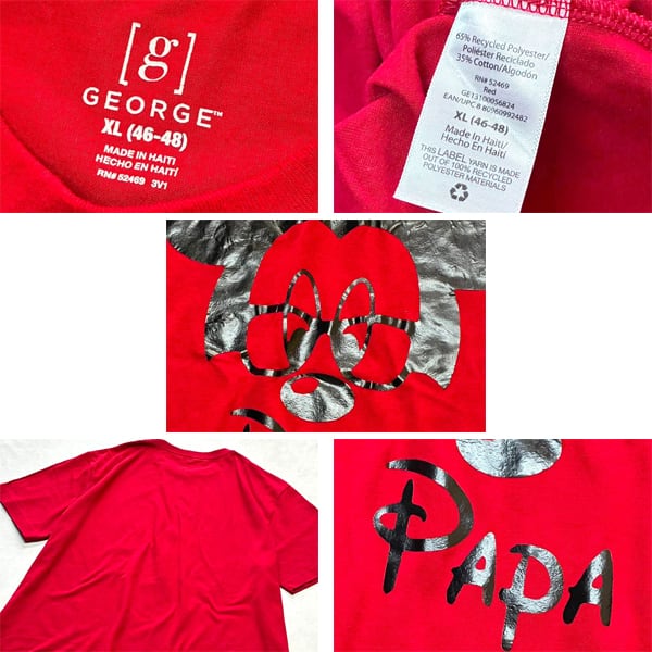 1点物◇ジョージGEORGEミッキー風PAPAプリントTシャツ古着メンズXL