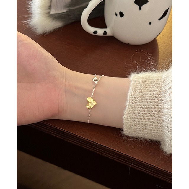 Erbanシルバー金色愛心ブレスレット