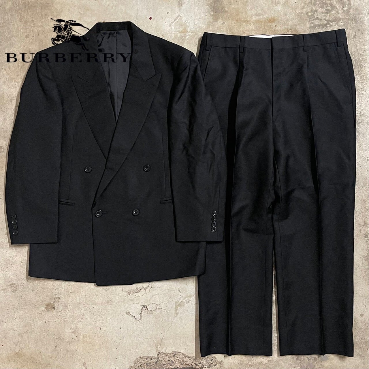 【BURBERRY】90’s wool mohair blend double setup suit/バーバリー 90年代 ウール モヘア混 ダブル  セットアップ スーツ/msize/#0719 | 〚ETON_VINTAGE〛 powered by BASE