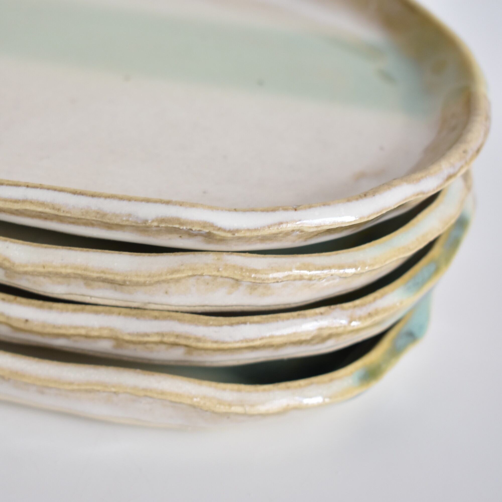 オーバル横長皿 (白/光沢/緑/ライン) | cherie aimer trip