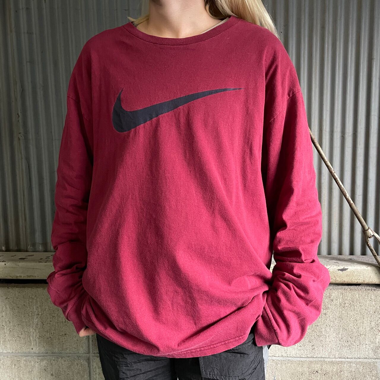 NIKE ナイキ フロントロゴ スウォッシュ ロングTシャツ メンズL 古着 