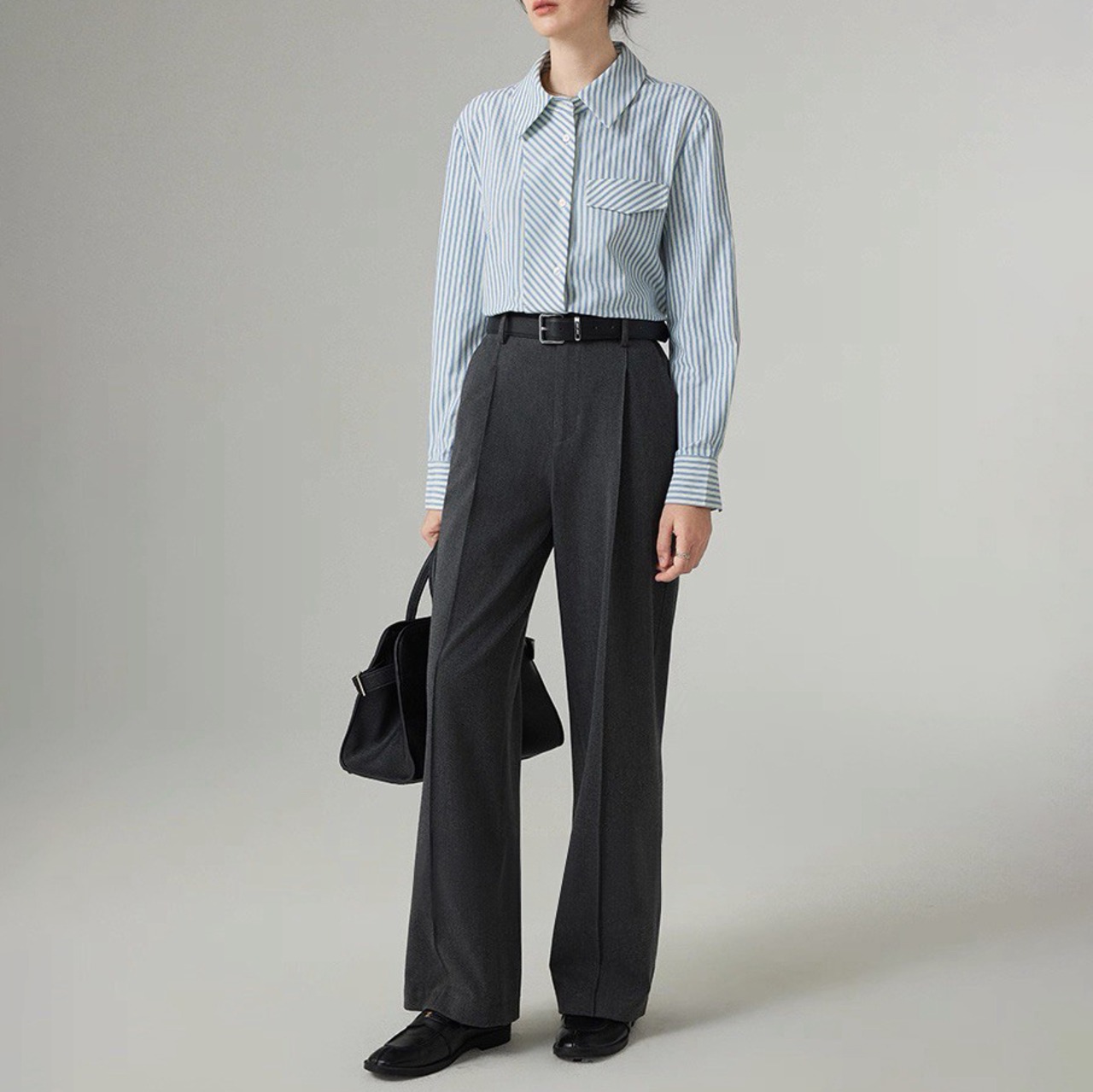 英国風 ストライプカラーシャツ H0013