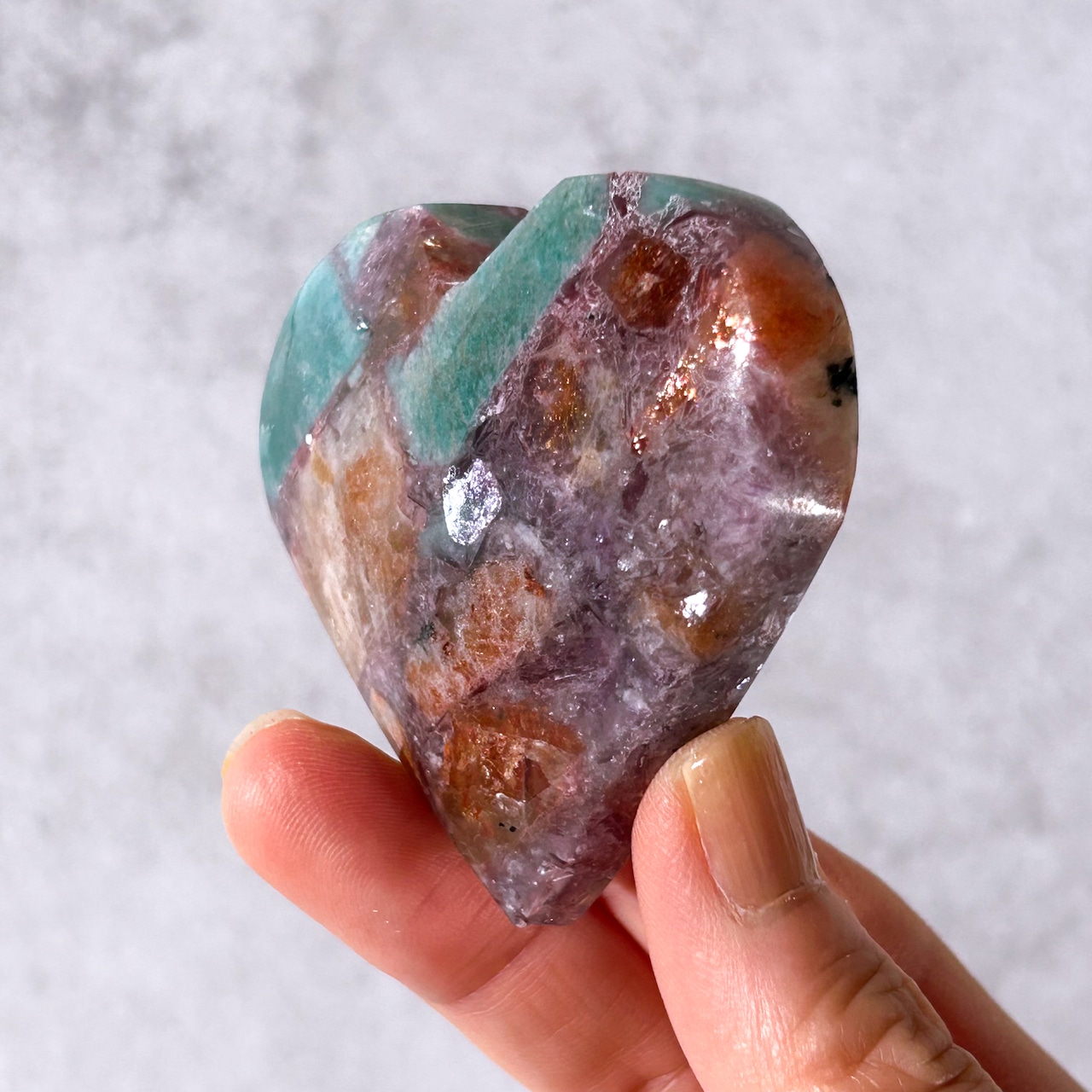 サンストーン・アマゾナイト・レピドライ ハート * 天然石