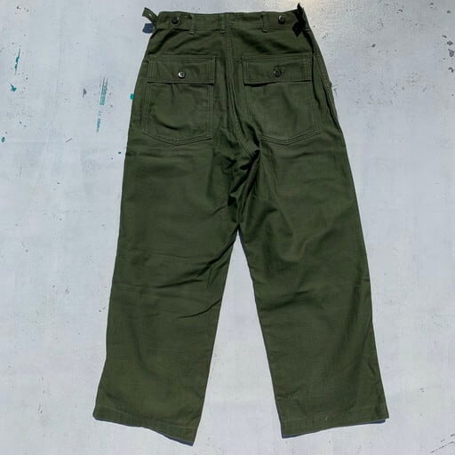 60's U.S.ARMY コットンサテンベイカーパンツ SMALL オリーブ