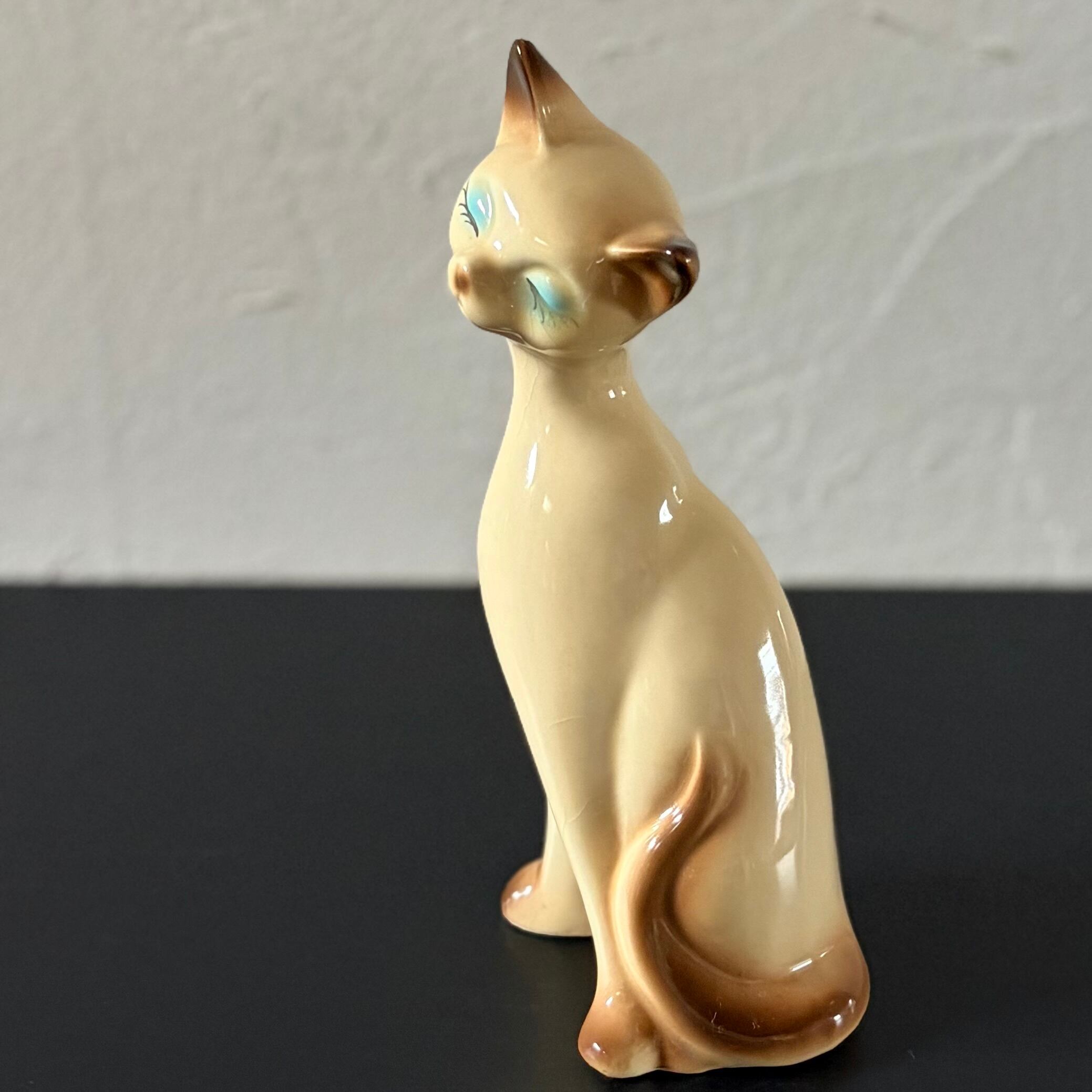 シャム猫の置物 ペア 陶器製 ヒビあり◇昭和レトロ | 古家具古道具kuon