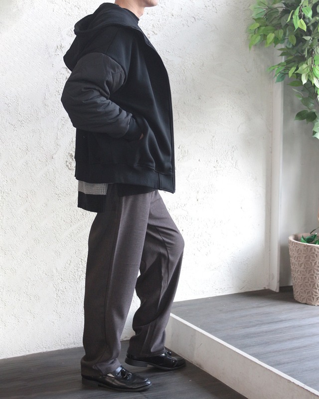 【TMDL】キルト袖 切替 裏シャギーフードジャケット　(250946)