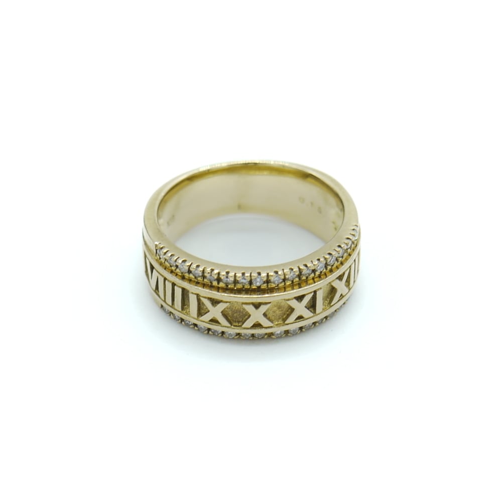 K18 ダイヤモンド ローマ数字デザインリング 18金 指輪 10号 Y00839