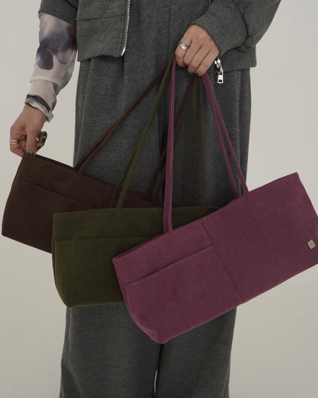 bi-color lonio corduroy shoulder Bag 3pocket／3color