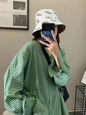 ギンガムチェック　オーバーシャツチュニック　AJ22263-B04