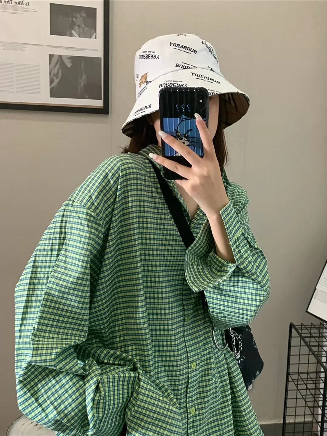 ギンガムチェック　オーバーシャツチュニック　AJ22263-B04