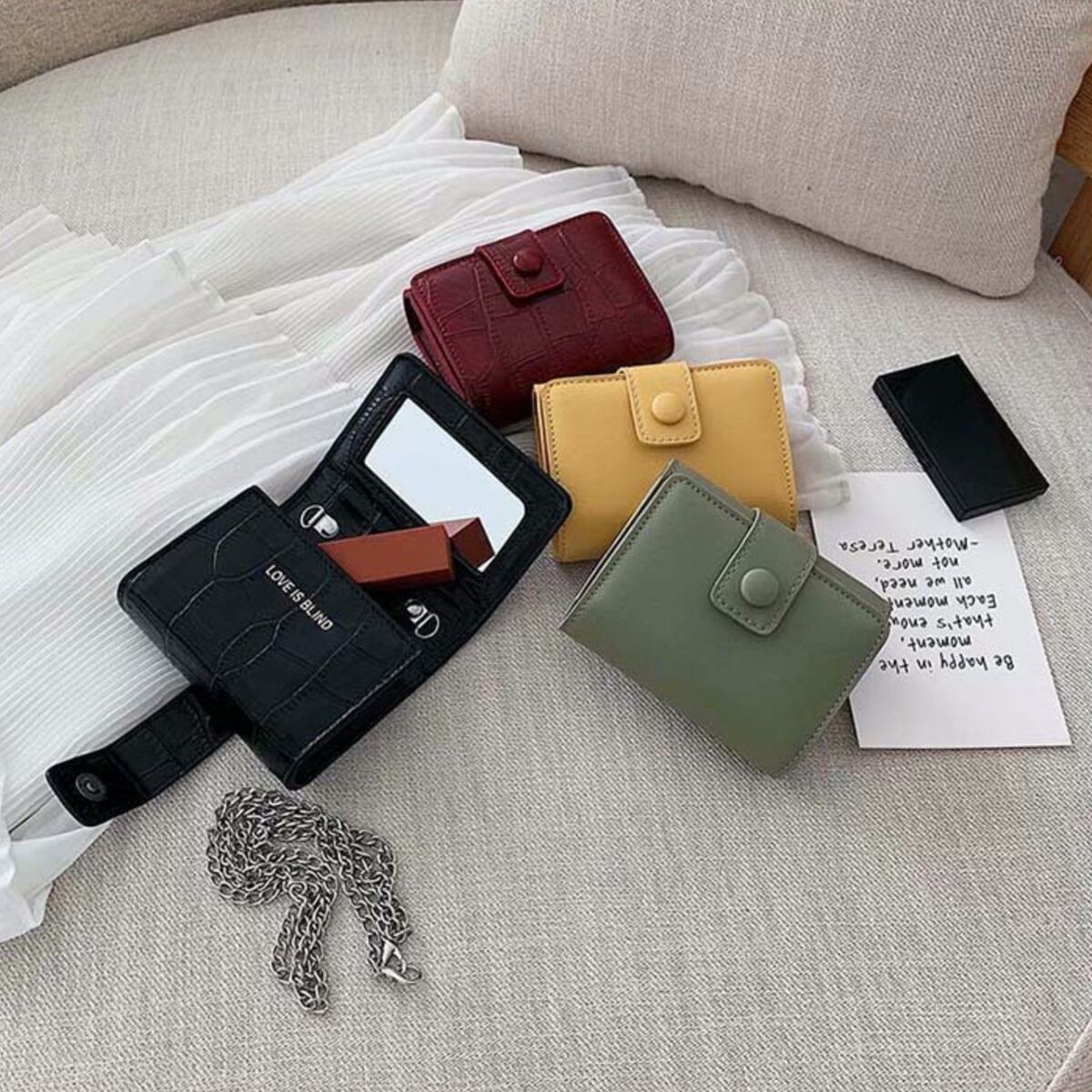 タバコケース コスメケース チェーンショルダーミニバッグ シガーレットケース ミニ コンパクト ショルダー 小物入れ 小さめ おしゃれ 使いやすい クロコ調 シンプル セレクトショップオンリーユー