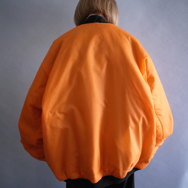 "black × orange" reversible design XXL over size MA-1 bomber jacket