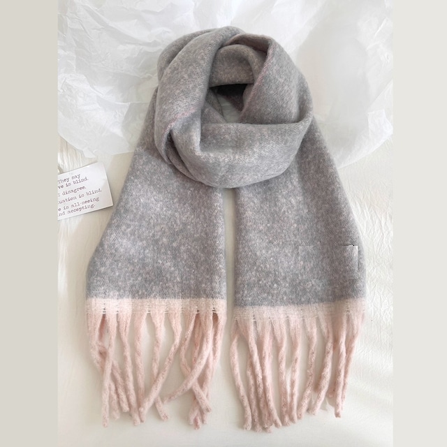 バイカラー ワイド&ロングマフラー・ショール グレー/ピンク WT00070 バイカラー ワイド&ロングマフラー・ショール グレー/ピンク WT00070