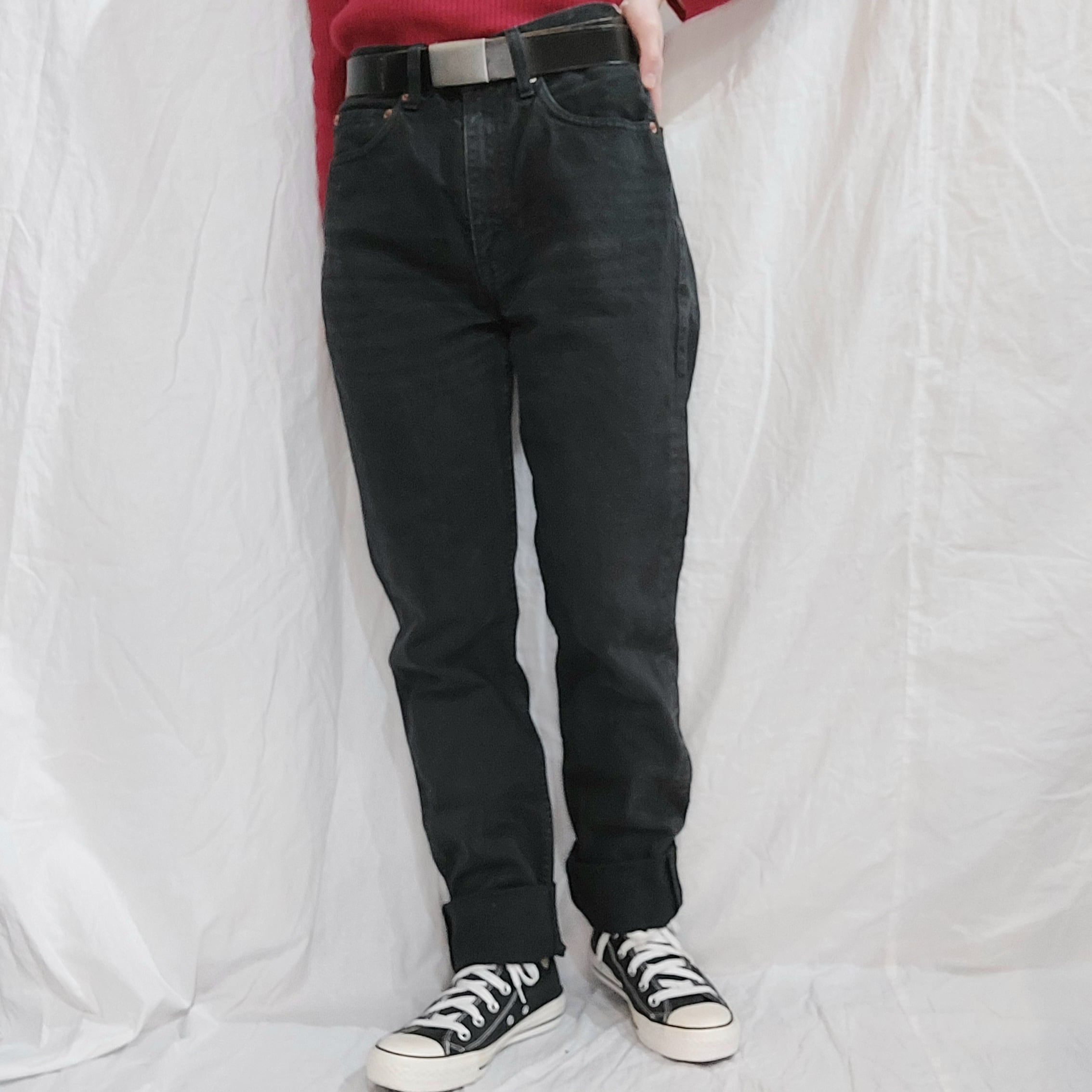 FLUX ブラックデニム系ストラップ　Sサイズ Levi's 534 Black denim pants / Made in Spein[fa-644]リーバイス534