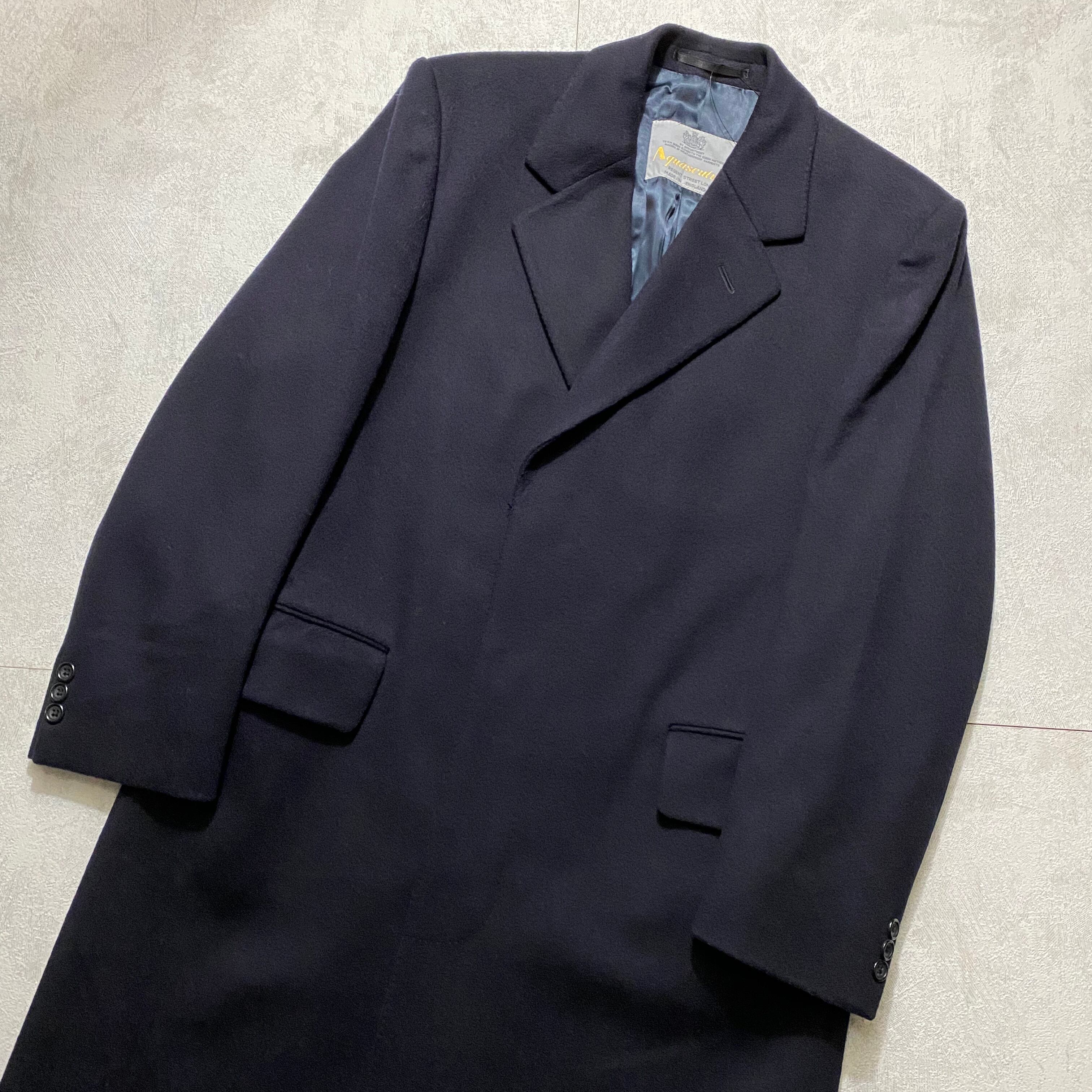 AQUASCUTUM navy color wool chesterfield coat | NOIR ONLINE