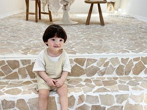【Bebe nine】ナチュラルショートサロペット ベージュ 70〜80cm 24048