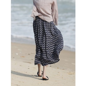 ジオメトリック柄ロングAラインスカート W01234